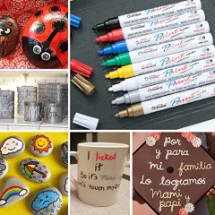 8 Colors Paint Marker Pens - Oil Based Paint Markers, Permanent, Waterproof, Quick Dry, Medium Tip, Assorted Color Paint Pen for Metal, Wood, Fabric, Plastic, Rock Painting, Stone, Mugs, Canvas,