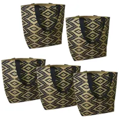 Pack of 5 Hawthorn Diamond Aztec Pattern Jute Tote Bag Quilting Essential