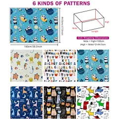 6 Pieces Wrapping Paper Sheet - Cute Animal Design for Birthday, Holiday, Party, Baby Shower - 1 Roll Contains 6 Sheets - 17.5 inch X 39.3 inch Per Sheet