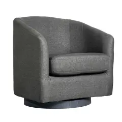 Merrick Lane Caro Upholstered Club Style Barrel Chair with Sloped Armrests and 360 Degree Swivel Base in a Vinyl Wrap Dark Gray