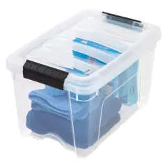 IRIS USA 12.95qt Clear View Plastic Storage Bin with Lid and Secure Latching Buckles