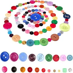 1500 Pieces Round Resin Buttons Mixed Color Assorted Sizes for Crafts Sewing DIY Manual Button Painting DIY Handmade Ornament Buttons, 2 Holes and 4 Holes