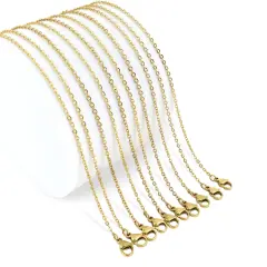 10 Pack - Gold 13+2" Stainless Steel Loop Chain Necklace