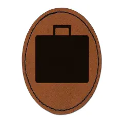 Suitcase Travel Solid Round Iron-On Engraved Faux Leather Patch Applique - 2.5" Brown
