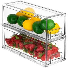 Sorbus Clear Stackable Pull-Out Refrigerator Organizer Bins - Food Storage Containers for Kitchen, Pantry, Freezer, & Fridge Organization and Storage (2 Pack | Small)