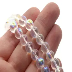 42 8mm Clear Glass Round with AB Finish