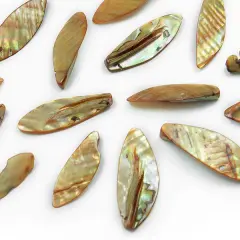 6 Packs of Leaf Tinted Shell Beads - Beige - 2 x 8" Strand