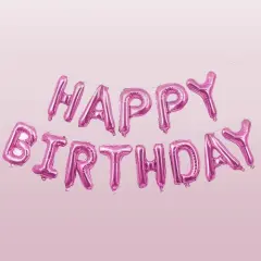 Happy Birthday Balloons Banner for Self-Inflating Party Decoration Pink
