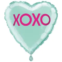 XOXO Teal Heart Shaped 18" Foil Balloon, 1ct
