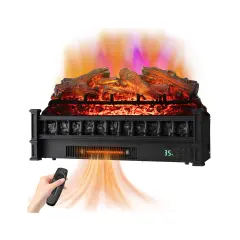 Electric Fireplace Heater with Remote Control and Realistic Lemonwood Ember Bed