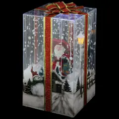Northlight Musical Santa Lighted Snowing Gift Box with Ribbon Christmas Decoration - 12" Multi