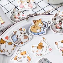 45 Pieces Small Size Scrapbook Stickers, Boxed DIY Decoration Super Cute Cats Stickers for Laptop Planners Scrapbook Suitcase Diary Notebooks Album(Sweet Cats, 45pcs/ Box)