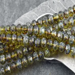 *31* 6x9mm Olivine Picasso Fire Polished Rondelle Beads