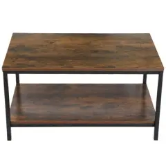 Retro Style Wooden Coffee Table with Storage Drawer and Metal Feet