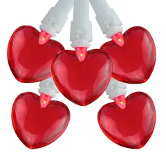 Northlight 20-Count Red LED Mini Hearts Valentine's Day Lights - 4.75ft, White Wire