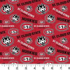 Sykel Enterprises-St. Cloud State University Cotton Fabric-St. Cloud Huskies Tone On Tone Cotton Quilting Fabric