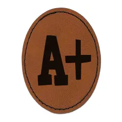 A Plus Grade School Round Iron-On Engraved Faux Leather Patch Applique - 2.5" Brown