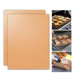 2 Copper Grill Bake Mats for Outdoor BBQ Barbecue