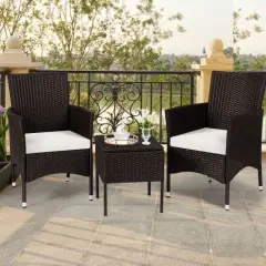 2 pcs Dining Chairs Set with 2 Cushion Covers-Black