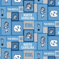 Sykel Enterprises-University of North Carolina Fleece Fabric-UNC Tar Heels College Patch Fleece Blanket Fabric-Sold by the yard