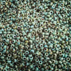 Miyuki 11/0 Opaque Picasso Round Seed Beads, 22g Turquois Blue #4514