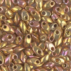 Miyuki Long Magatamas 4x7mm, 24kt Gold Iris, LMA-199, 8.5 grams