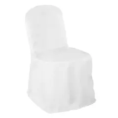 Set of 10 Polyester Chair Covers for Weddings/Parties White