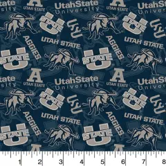 Sykel Enterprises-Utah State University Cotton Fabric-Utah State Aggies Tone On Tone Cotton Quilting Fabric