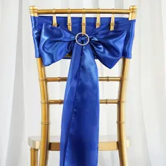 10Pcs Satin Chair Sashes for Wedding Reception Decor Royal blue