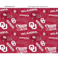 Sykel Enterprises-University of Oklahoma Cotton Fabric-Oklahoma Sooners Tone On Tone Cotton Quilting Fabric