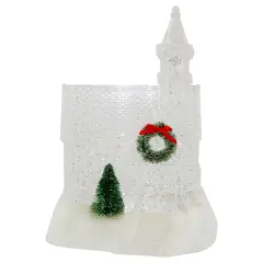 Northlight LED Lighted Icy Crystal Glitter Snow Globe Christmas House - 9" Clear