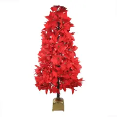 Northlight Pre-Lit Fiber Optic Color Changing Red Poinsettia Christmas Tree - 4' - Multi