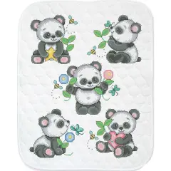 HerrschnersPlayful Pandas Quilt Stamped Cross-Stitch Kit Multi
