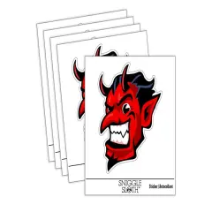 Impish Smiling Devil Demon with Horns Waterproof Vinyl Phone Tablet Laptop Water Bottle Sticker Set - 5 Pack