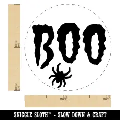 Boo with Spider Halloween Self-Inking Rubber Stamp Ink Stamper for Stamping Crafting Planners Yellow