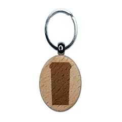 Travel Coffee Cup Mug Solid Engraved Wood Round Keychain Tag Charm