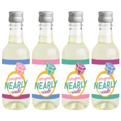 Big Dot of Happiness Just Engaged - Colorful - Mini Wine and Champagne Bottle Label Stickers - Engagement Favor Gift for Women and Men - Set of 16