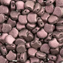 John Bead Czech Glass Jet Color Metallic Suede Ginko Beads, 50g Pink