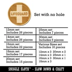 Lifeguard Cross in Circle Mini Wood Shape Charms Jewelry DIY Craft