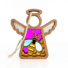 3.5" (H) Honey Bee Ornament - Handcrafted in Texas - Mother's Angels&reg; Christmas Angel Wings Figurine