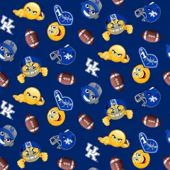 Sykel Enterprises-University of Kentucky Fleece Fabric-Kentucky Wildcats Emoji Fleece Blanket Fabric-Sold by the yard