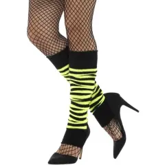 Smiffy's Legwarmers, Black & Yellow, Striped Size: One Size