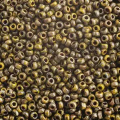 Miyuki 250g Opaque Picasso Round Rocailles Seed Beads, 11/0 Dark Yellow #4519