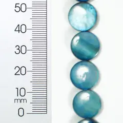 6 Packs of Tinted Shell 12mm Round Blue 2x8" Strand