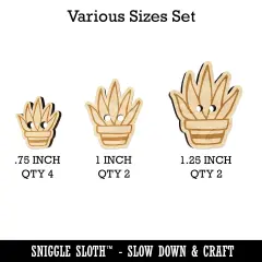 Hand Drawn Cactus Succulent Doodle Wood Buttons for Sewing Knitting Crochet DIY Craft