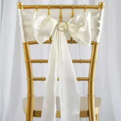 10Pcs Satin Chair Sashes for Wedding Reception Decor Ivory