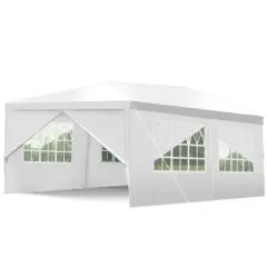 10 x 10 Feet White Heavy Duty Party Wedding Canopy Tent with 2 Zipper Doorway