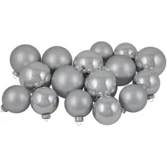 Northlight 2-Finish Christmas Glass Ball Ornaments - 4" & 3.25"- Silver - 72ct