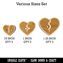 Broken Heart Love Wood Buttons for Sewing Knitting Crochet DIY Craft