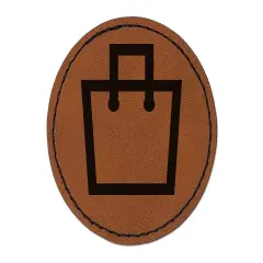 Purse Outline Shopping Round Iron-On Engraved Faux Leather Patch Applique - 2.5" Brown